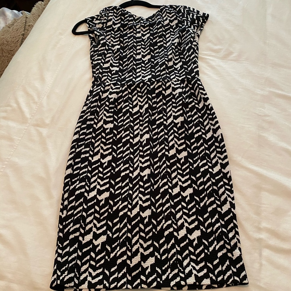 Fitted black and white aqua dress